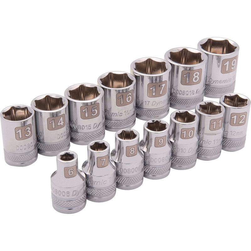3/8" Drive 14pc 6-Point Standard Metric Socket Set, 6mm - 19mm
